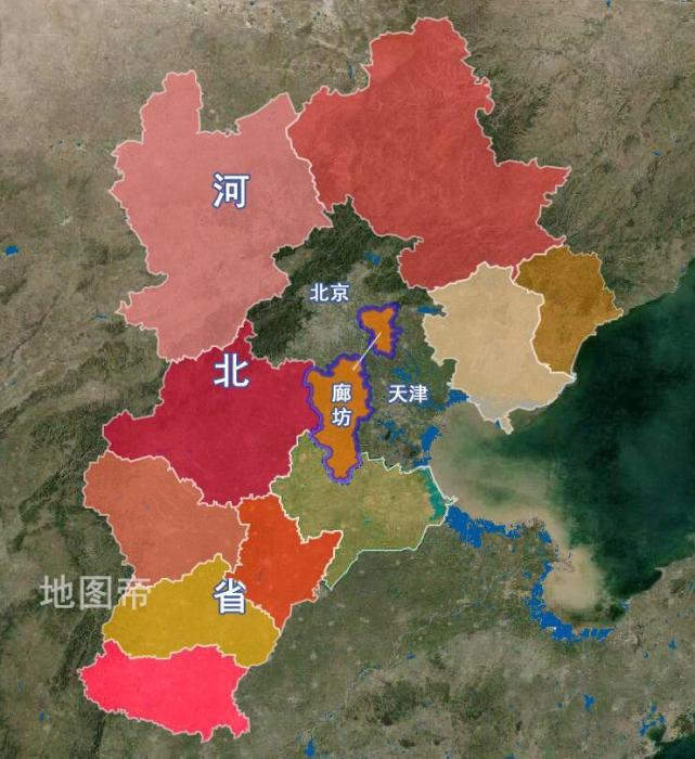 图-河北廊坊在北京和天津之间的飞地"北三县"是指河北省廊坊市所辖的