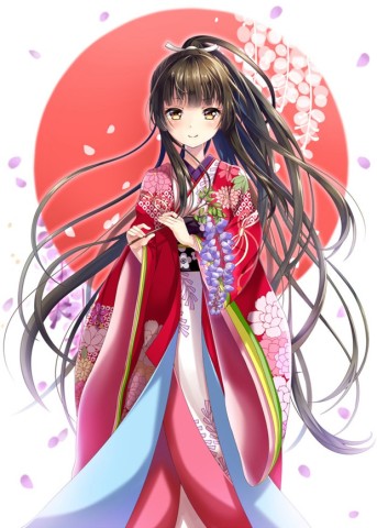 漂亮的日本和服kimono女生唯美插画