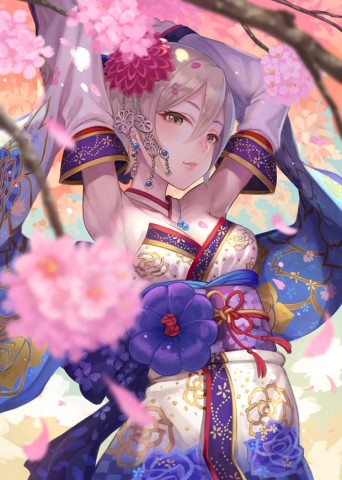漂亮的日本和服kimono女生唯美插画