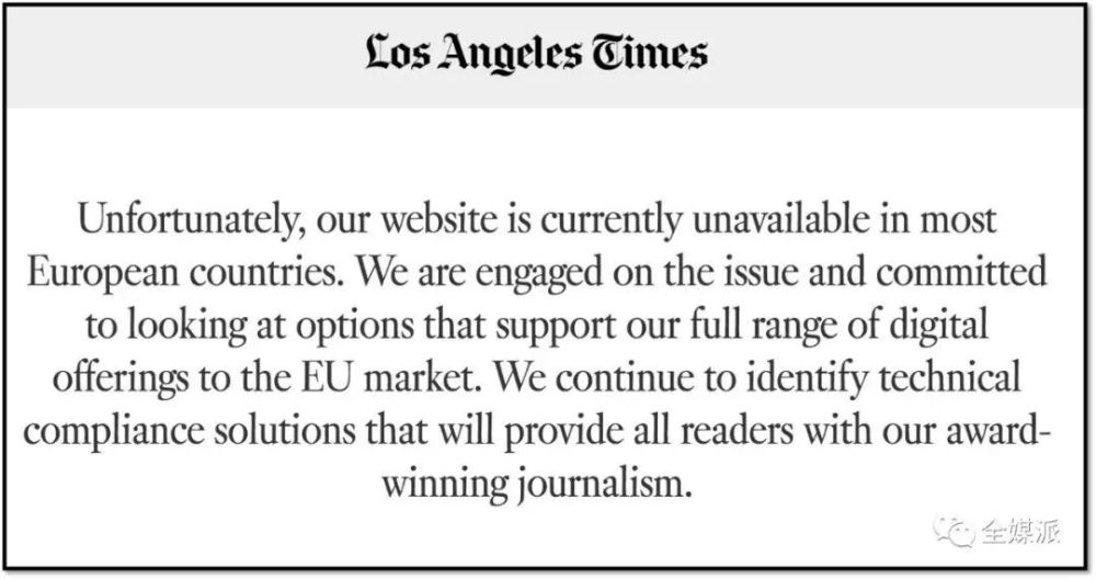 GDPR致千家美国新闻网站在欧洲关闭:信息需