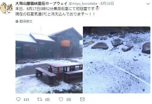 45年来首次 北海道山区8月飘雪日本天气怎么了 北海道 日本 摄氏