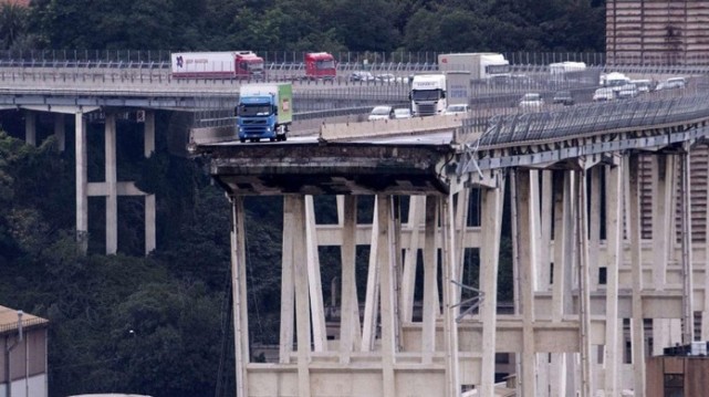 發生坍塌事故的意大利莫蘭迪大橋,由鋼筋混凝土建造而成,完工於1967年