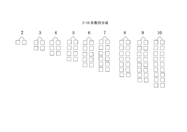 一年級上冊數學2-10的分成和湊十法,可打印!