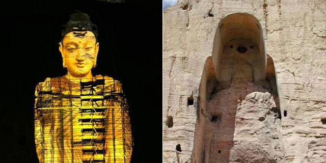 中国团队光影还原阿富汗被炸毁巴米扬大佛图