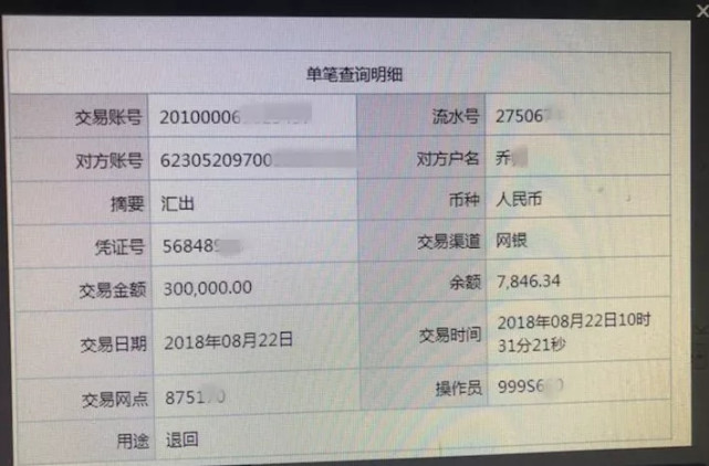 小潘按照老板娘的指令，通过网上银行直接划账30万到了乔总提供的账户。刚刚转账成功，小潘就接到了老板娘