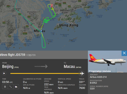 此次航班备降深圳机场的航迹图