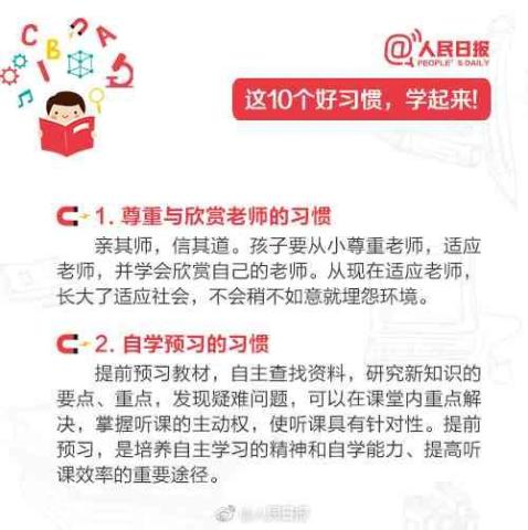 新学期 新开始 先抓习惯 再谈成绩 10个好习惯送孩子好开端