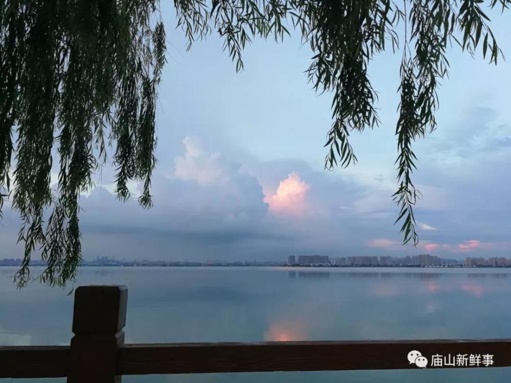 江夏湯遜湖畔美景醉人!碧水雲影霞光滿天