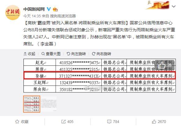 解气!高铁霸座男被列入黑名单:限制乘坐所有火