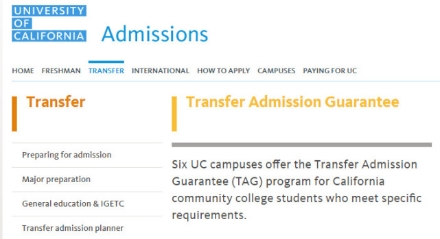 transfer admission guarantee