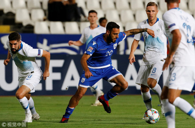 欧国联-塞浦路斯2-1斯洛文尼亚 索蒂里奥破门