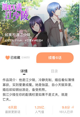 小说改编漫画《如果不遇江少陵》仅3周人气过