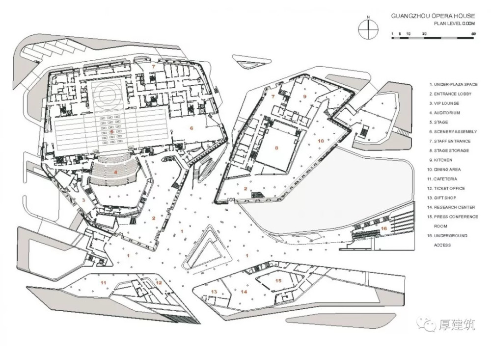 建筑广州大剧院珠江边上黑白灰色调的圆润双砾