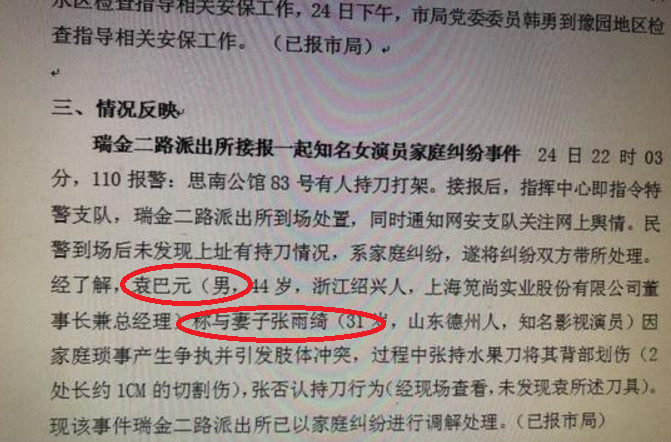 张雨绮被曝持刀与丈夫争执 网友:吴秀波妻子该