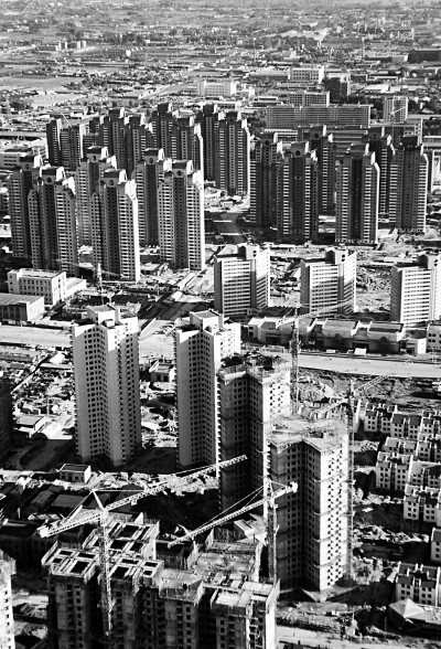 1990年,空中俯瞰刚开始兴建的方庄小区. 叶用才摄