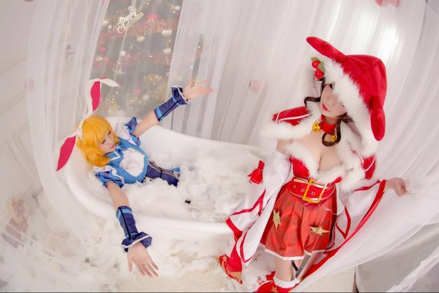 王者荣耀貂蝉妲己双人向cos浴缸play身材99分