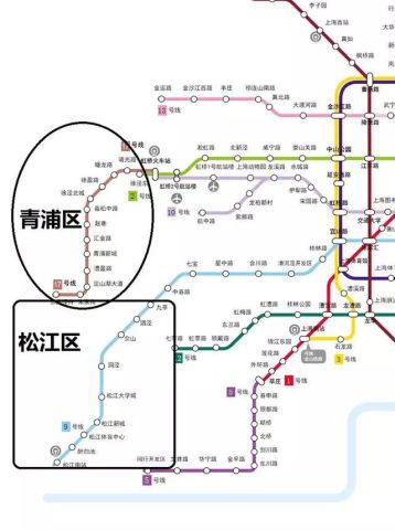 上海轨道交通17号线位于青浦城区和上海市中心区之间的部分如下司示