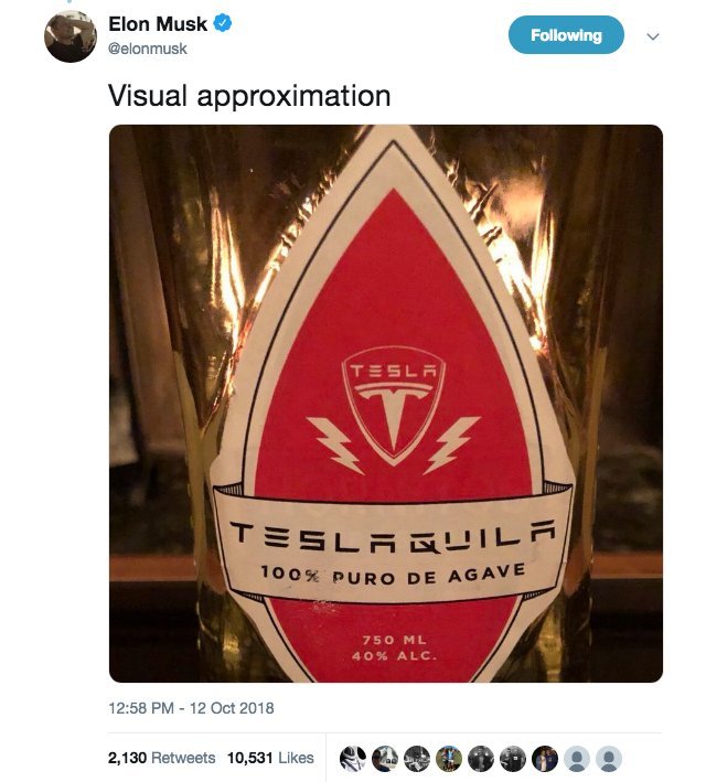 ‘马斯克你弄啥？特斯拉为龙舌兰酒申请Teslaquila商标’的缩略图