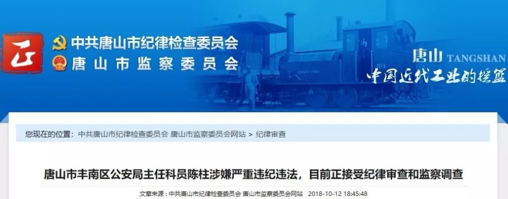 非营运小(轻,微)型汽车 唐山市丰南区公安局主任科员陈柱涉嫌严重违纪