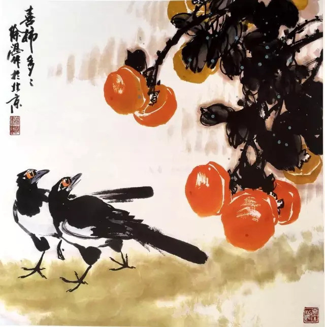 画法|徐湛花鸟画教学：葫芦和柿子的画法，想学的收藏了