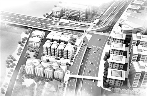 完工后的洪山桥鼓楼一侧效果图
