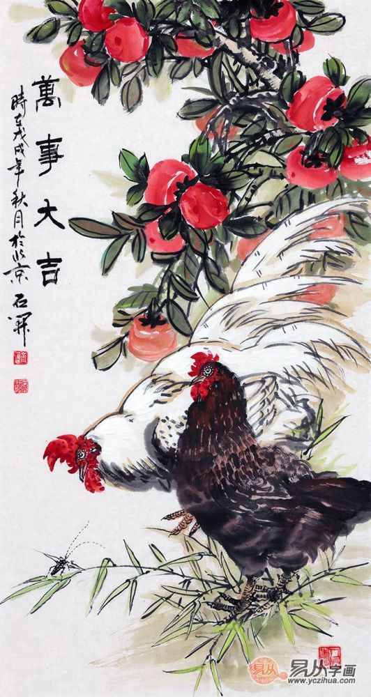 玄关|迎门玄关墙就得挂这样的花鸟画 有颜又吉祥