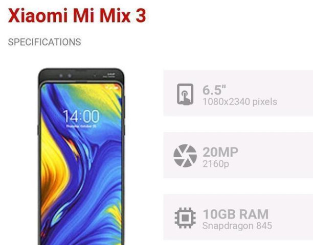 从小米MIX3参数里,网友发现了一个很特别的地