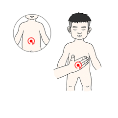 點擊播放 gif0.0m(4)揉天樞:用食中兩指按揉小兒肚臍兩旁天樞穴100次.