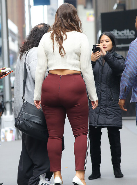 ashley graham现身街头,网友:欧美范健身裤