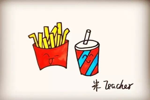 简笔画可乐薯条