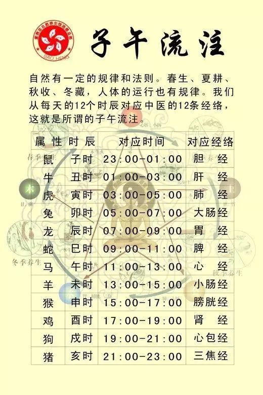 十二時辰對應臟腑圖養生有規律推薦收藏