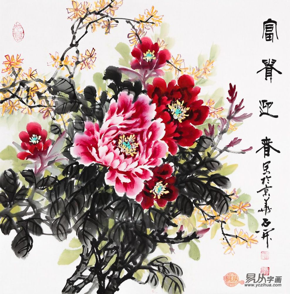 石开老师画牡丹 这幅小斗方画作美的惊艳脱俗 腾讯新闻