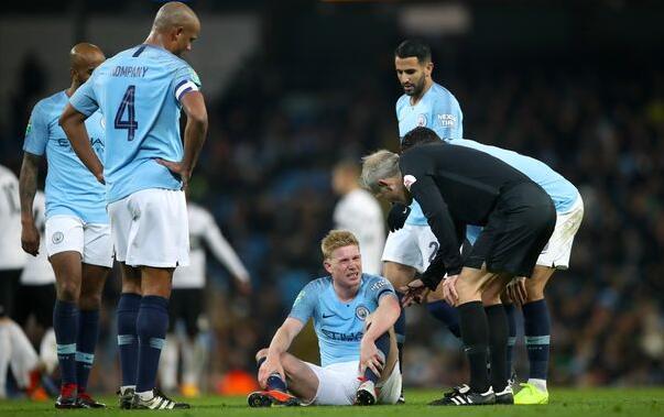 英媒曝德布劳内因伤缺阵一个月 将错过曼市德