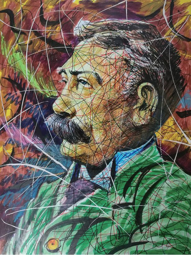 美术 旺忘望:画一张索绪尔的像