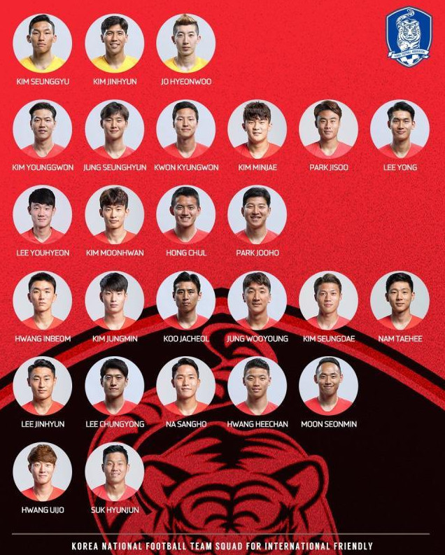 韩国国家队名单:权敬源顶替张贤秀 金英权入围