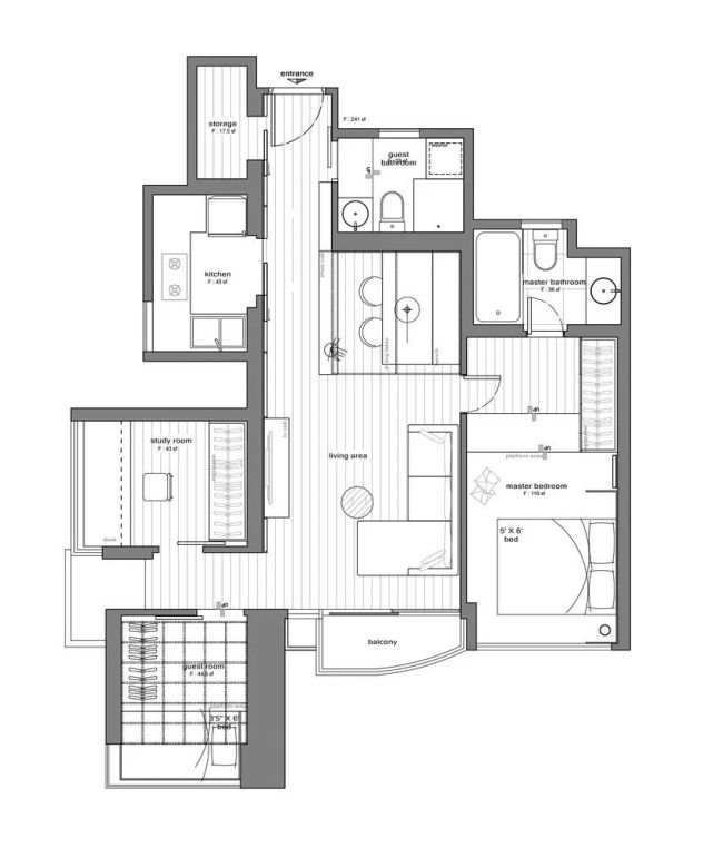 香港70㎡小户型设计,2室2卫的纯木色家居!