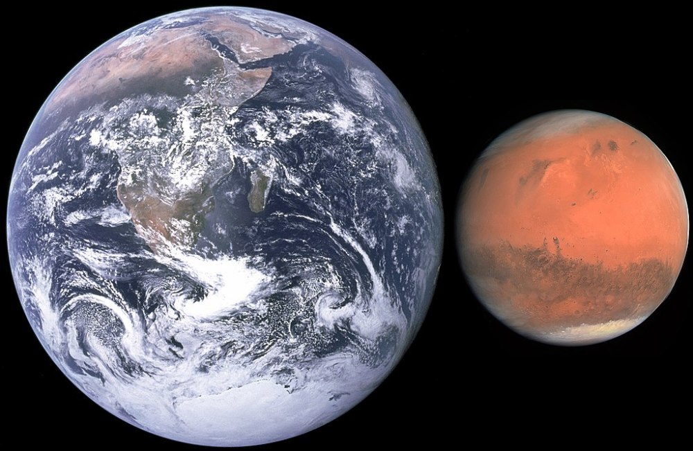 地球和火星的大小比较