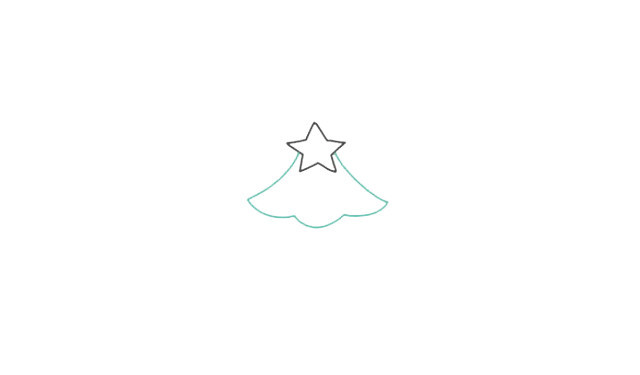 第二步画出圣诞树顶端的五角星,按照习俗来说,圣诞树顶端的星星需要一