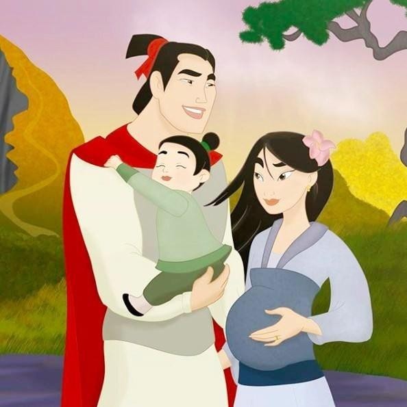 迪士尼:公主结婚后,论哪个宝宝最卡哇伊,花木兰已生二胎最幸福