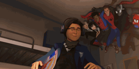 30年代黑白风格的暗影蜘蛛侠,二次元风格的恶搞卡通蜘猪侠彼得·波克