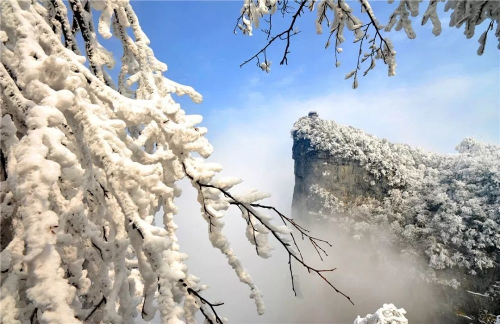 张家界景区绝美雾凇如梦似幻仿佛人间仙境