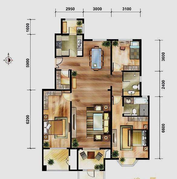 这叫才美式!148平大三房,客厅沉稳大气,开放式厨房最接地气