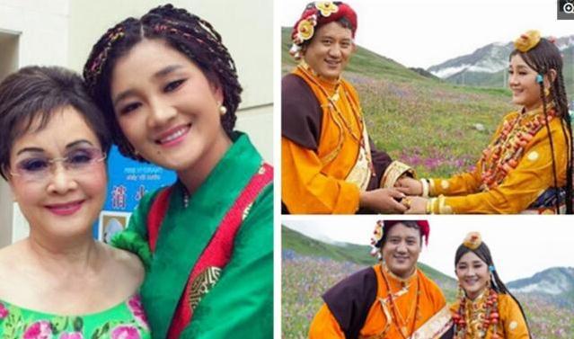 降央卓玛全家近照,老公185英俊潇洒超浪漫,一双儿女调皮可爱