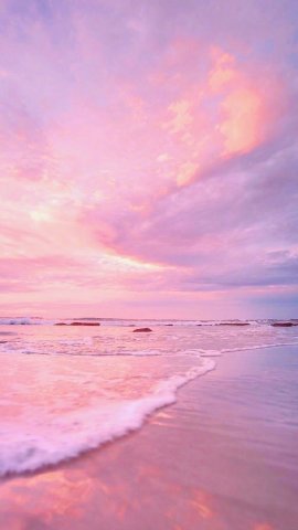 壁纸 粉色的天和粉色的海还有甜掉牙的情话
