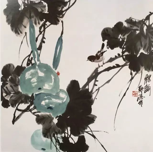 画法|徐湛花鸟画教学：葫芦和柿子的画法，想学的收藏了