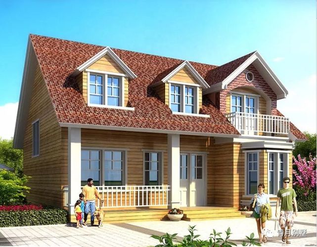 7米×12.4米二层美式小别墅,带阁楼转角卧室