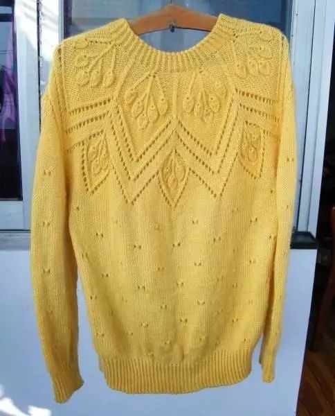 从上往下织的大女童叶子花样毛衣附图解教程