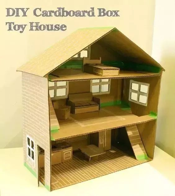 大纸箱做的房子,▽鞋盒纸箱堆得那么高就不怕会倒下来?