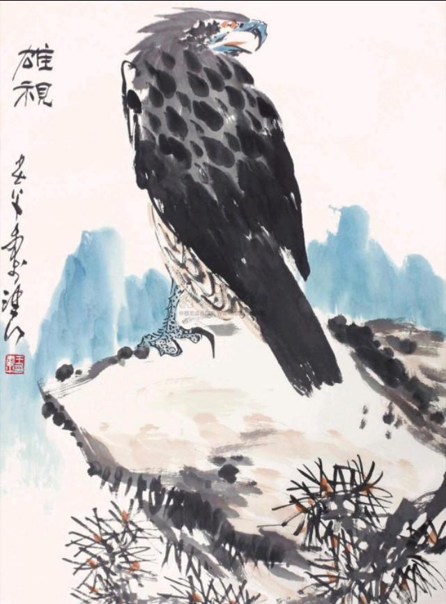 王书平画鹰充满特点,每幅售价近300万,却比不过李苦禅的鹰