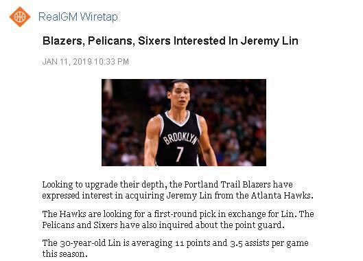 鹈鹕开拓者费城皆有意林书豪 那这三支球队哪